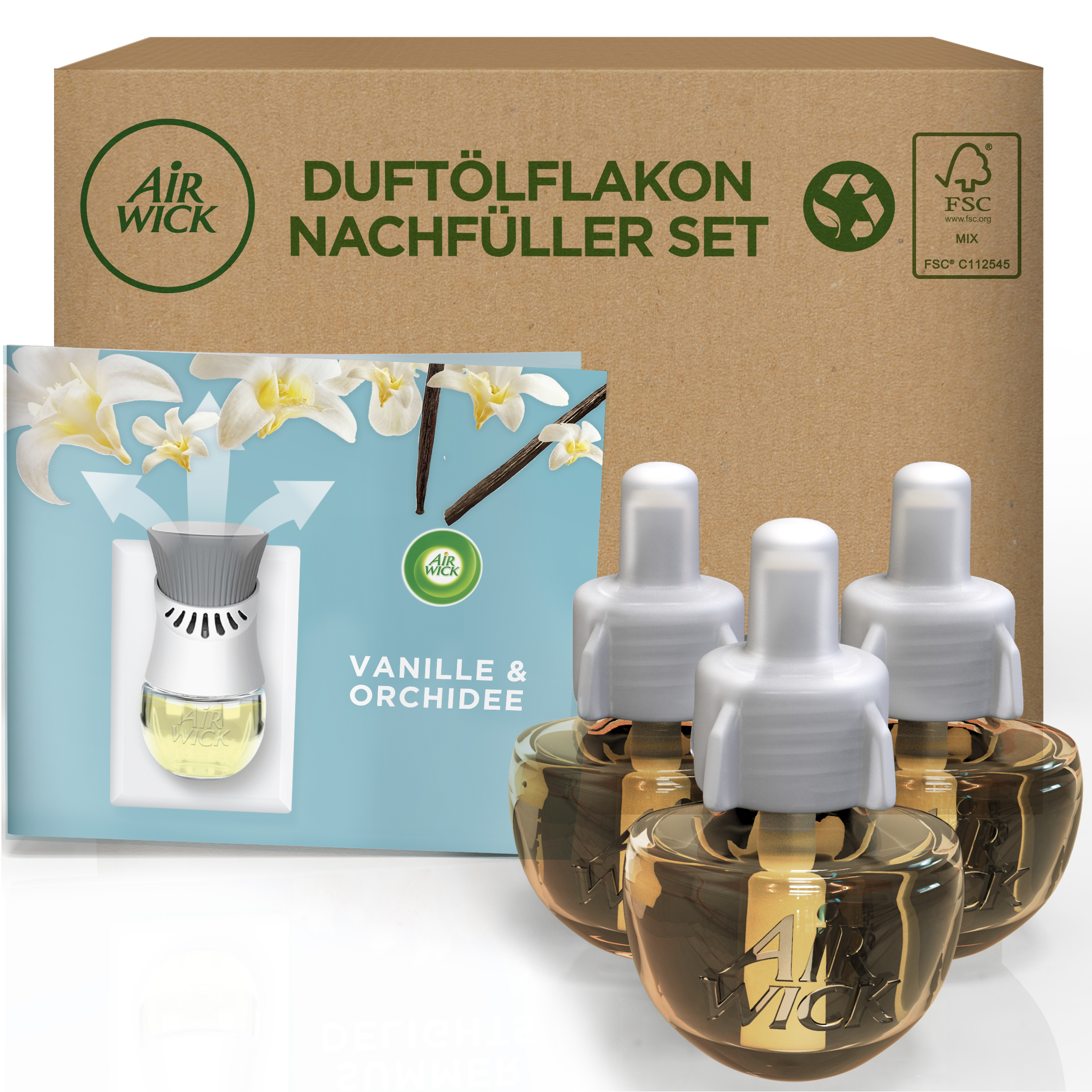 Air Wick Duftölflakon eCom Nachfüller-Set Vanille & Orchidee